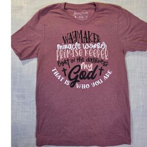Love & Faith Waymaker Christian Graphic Tee Mauve Small Short Sleeve T-Shirt
